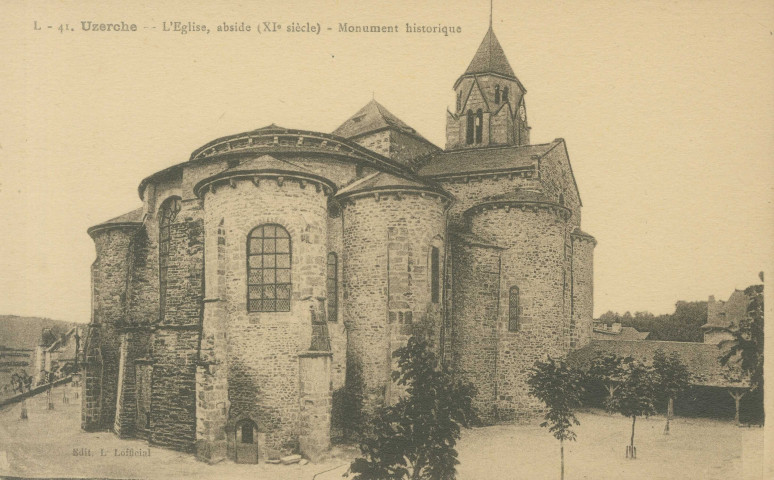 Uzerche : "L - 41. Uzerche - L'église, abside (XIe siècle) - Monument historique".