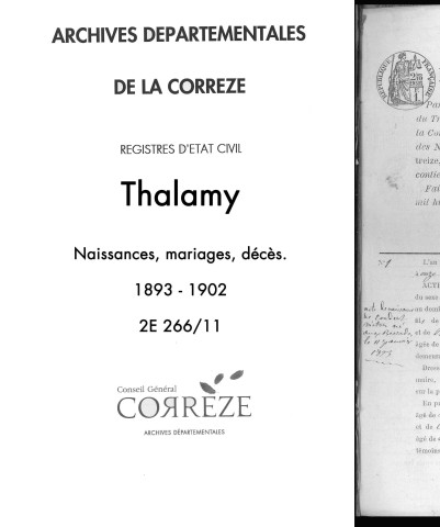 Naissances, mariages, décès (1893-1902)