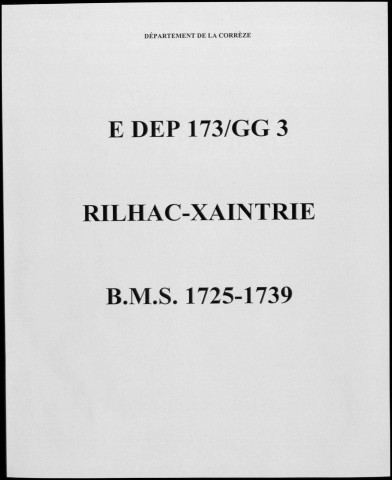 Baptêmes, mariages, sépultures (1725-1739)