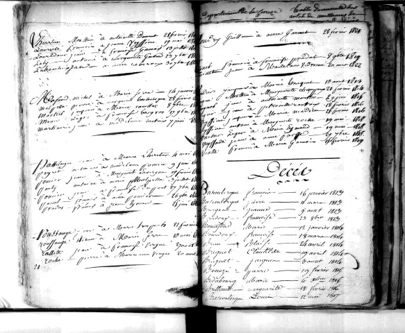 Tables décennales des mariages (1813-1822)