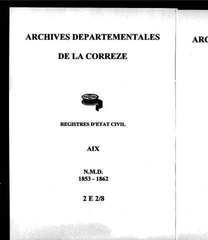 Naissances, mariages, décès (1853-1862)