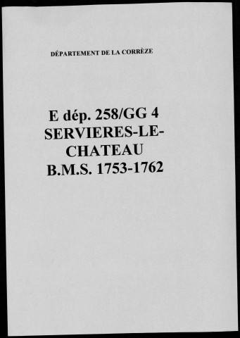Baptêmes, mariages, sépultures (1753-1762)