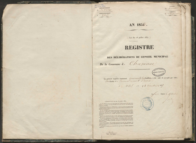 Délibérations du conseil municipal. 10 janvier 1856-10 janvier 1875