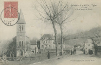 Ayen : "Corrèze - 8 - Ayen, l'église, l'école et le Champ de foire".