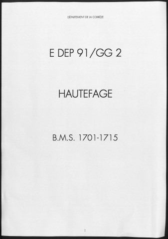 Baptêmes, mariages, sépultures (1701-1715)