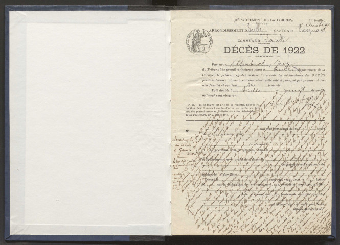 Décès (1922-1932).