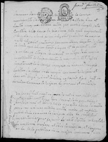 Naissances, mariages, décès (1793-1802)
