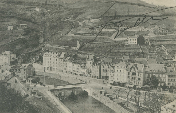 Tulle : "Tulle Pont de la Barrière, quai de Rigny - N.7.". Chantier de construction du collège Clemenceau.