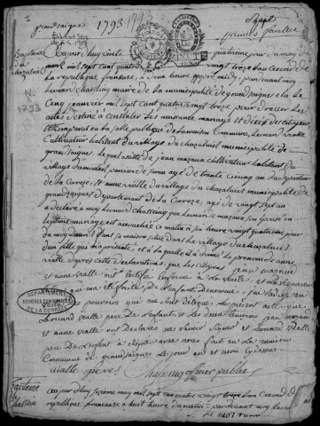 Naissances, mariages, décès (1793-1802)