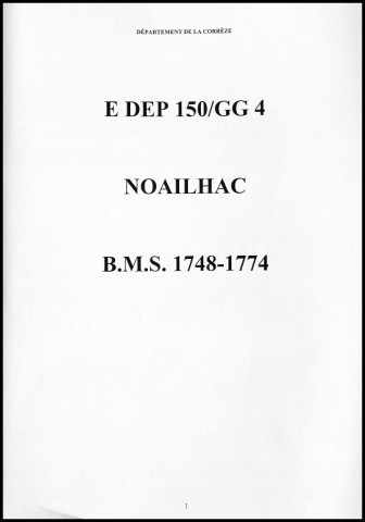 Baptêmes, mariages, sépultures (1748-1774)
