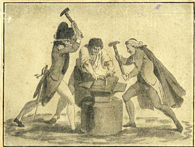 Les trois ordres martelant l'enclume.
