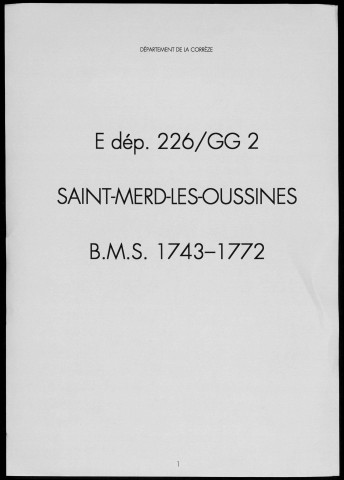Baptêmes, mariages, sépultures (1743-1772)