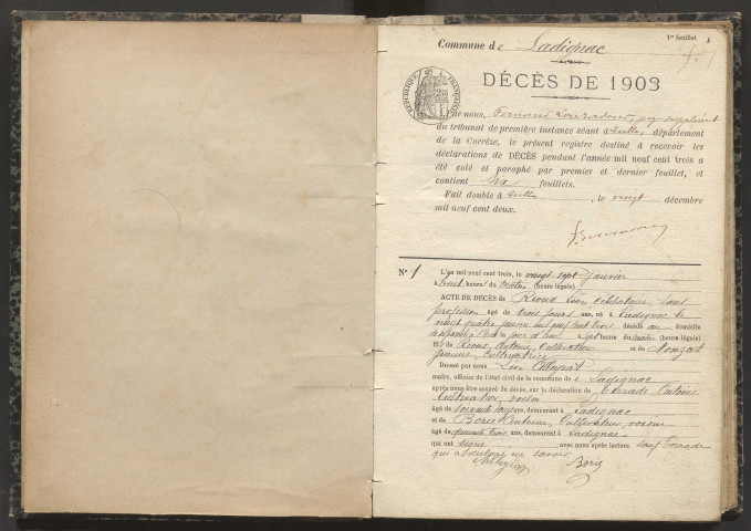 Décès (1903-1921).