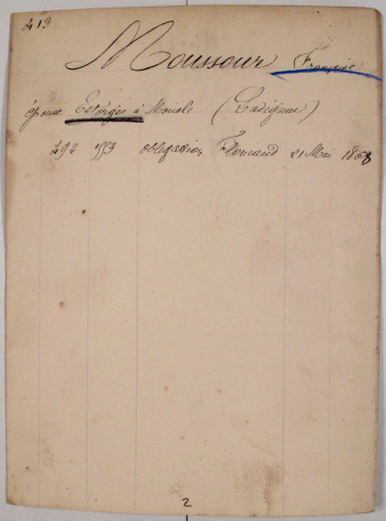 Répertoire alphabétique sur fiches : Moussarie-Orliaguet