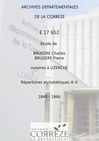 Répertoire alphabétique : A-V