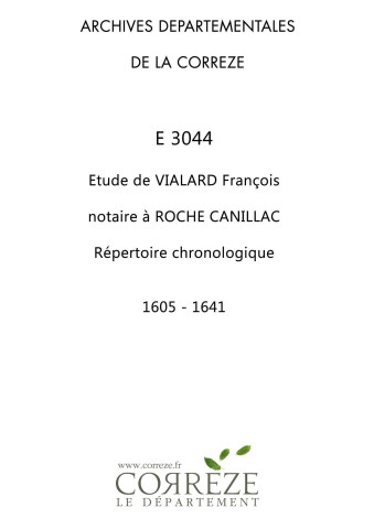 Répertoire chronologique : 1605-1641