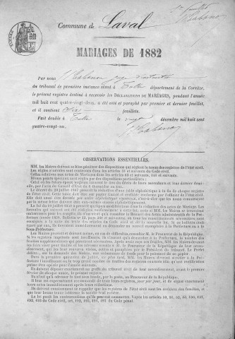 Mariages (1882-1902)