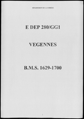 Baptêmes, mariages, sépultures (1629-1706)