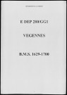 Baptêmes, mariages, sépultures (1629-1706)