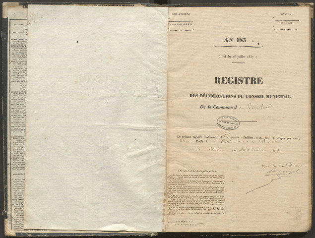 Délibérations du conseil municipal. 11 mai 1845-02 juillet 1848