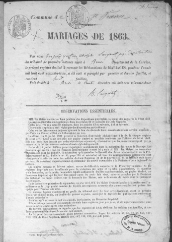 Mariages (1863-1882)
