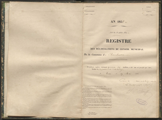 Délibérations du conseil municipal. 18 juillet 1858-11 mai 1862