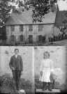 Deux portraits : jeune homme et petite fille, et maison.