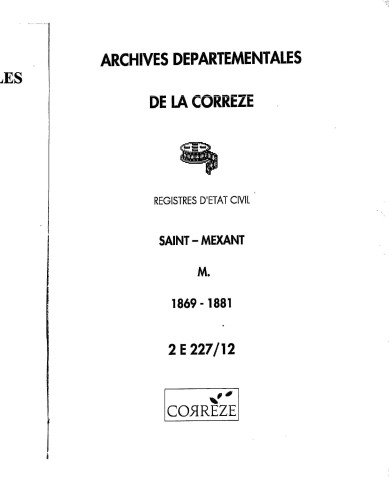 Mariages (1869-1881)