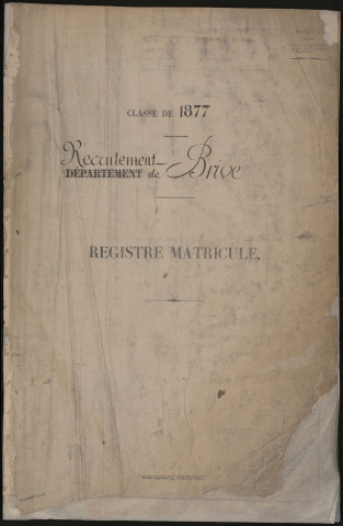 Classe 1877 : registre matricule du contingent.