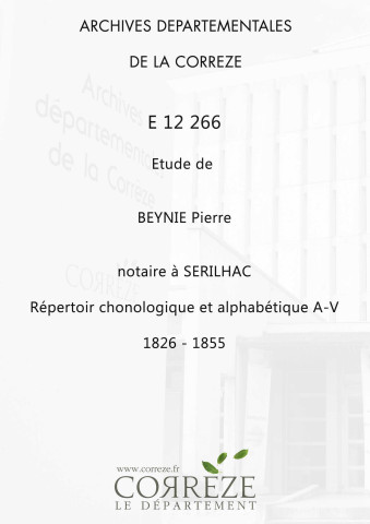 Répertoire chronologique et alphabétique A-V