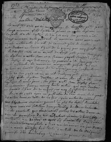 Baptêmes, mariages, sépultures (1763-1782)