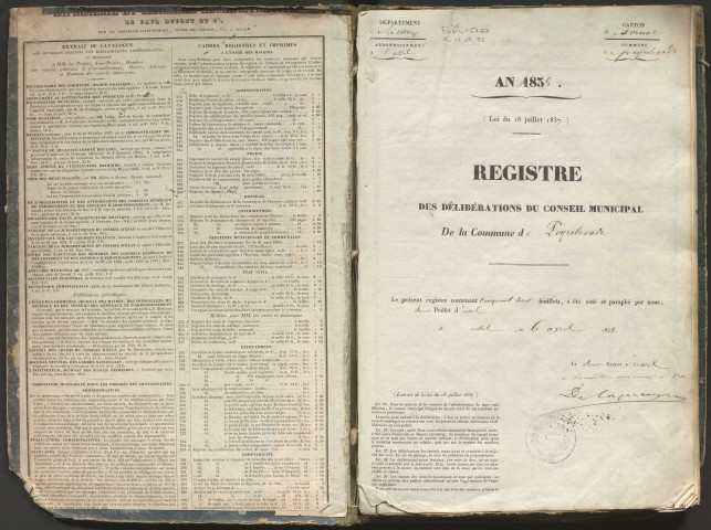 Délibérations du conseil municipal. 17 mai 1838-19 mai 1859