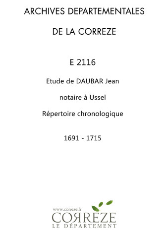 Répertoire chronologique : 1691-1715