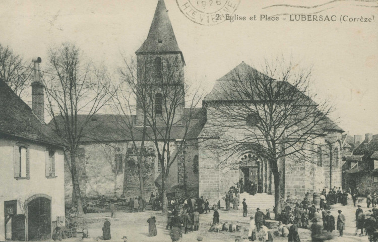 Lubersac : "2. Eglise et place - Lubersac (Corrèze)".