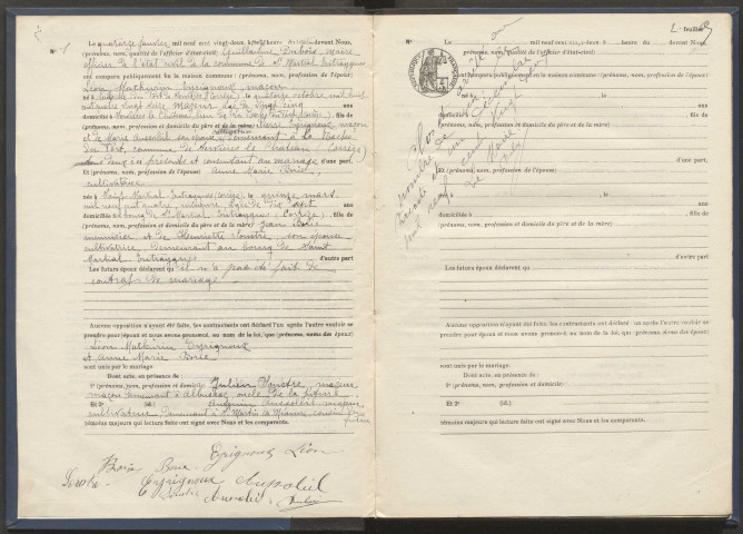 Mariages (1922-1932).