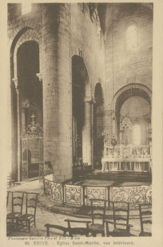 Brive-la-Gaillarde : "92 Brive - Eglise Saint-Martin, vue intérieure".