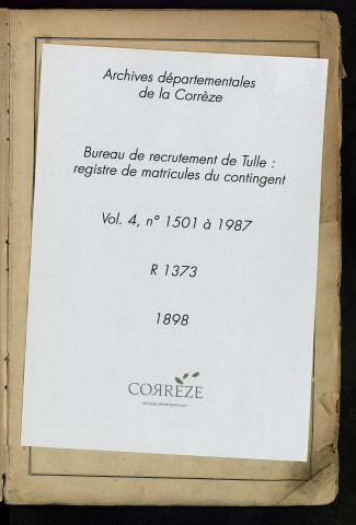 Classe 1898 : matricules 1501 à 1987.