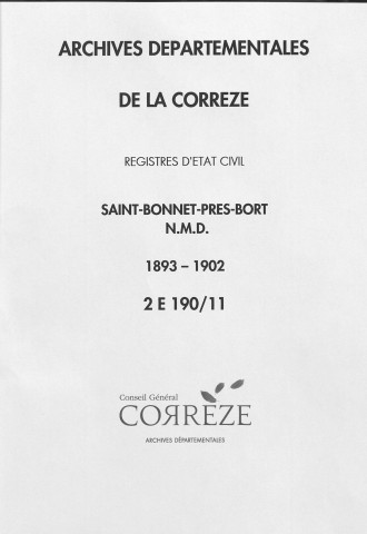 Naissances, mariages, décès (1893-1902)