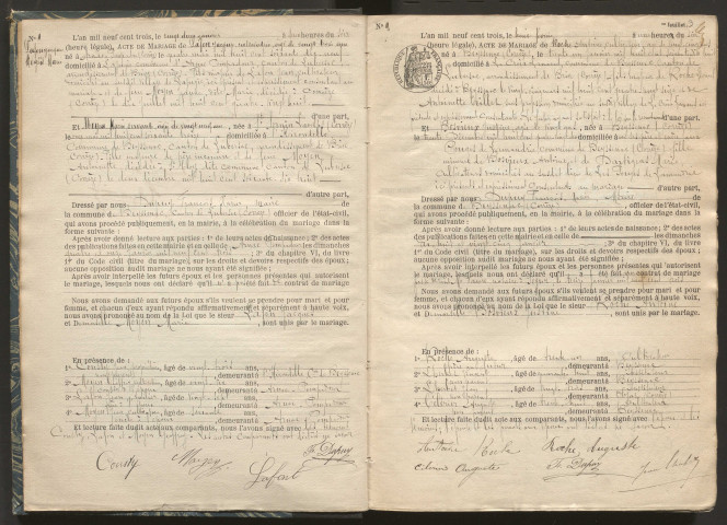 Mariages (1903-1932).