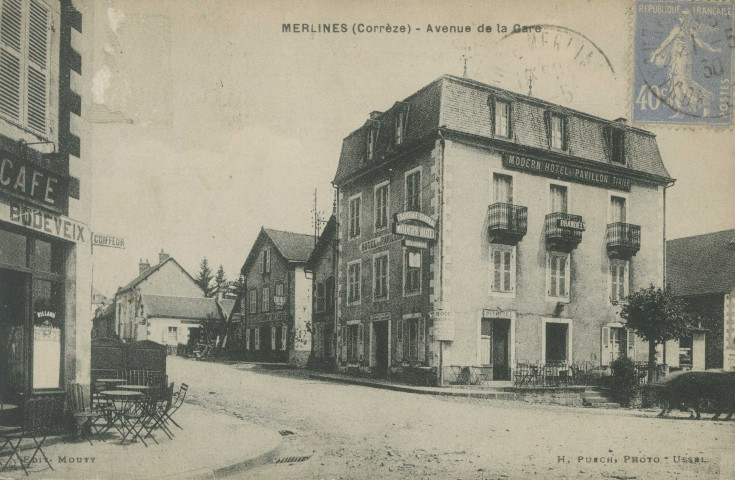 Merlines : "Merlines (Corrèze) - Avenue de la gare".