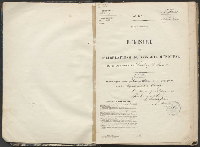 Délibérations du conseil municipal. 24 mai 1874-11 novembre 1883