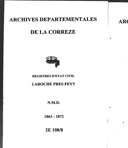 Naissances, mariages, décès (1863-1872)