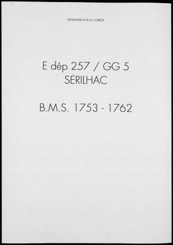 Baptêmes, mariages, sépultures (1753-1762)