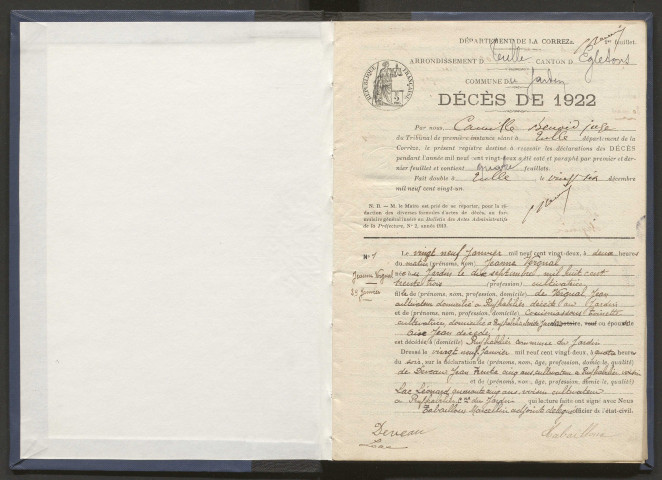 Décès (1922-1932).
