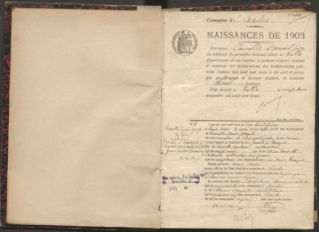 Naissances (1903-1921).