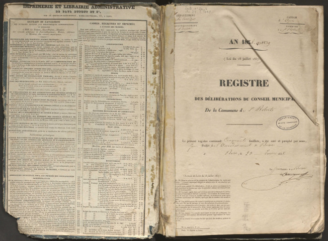 Délibérations du conseil municipal. 10 novembre 1839-24 novembre 1852