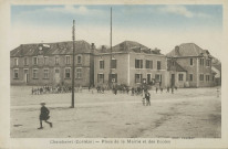 Chamberet : "Chamberet (Corrèze) - Place de la mairie et des écoles".