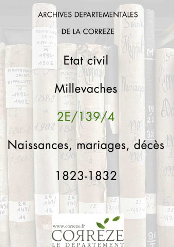 Naissances, mariages, décès (1823-1832)