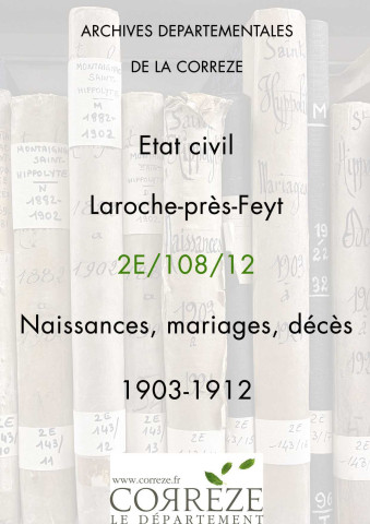 Naissances, mariages, décès (1903-1912).