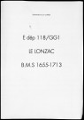 Baptêmes, mariages, sépultures (1655-1713)